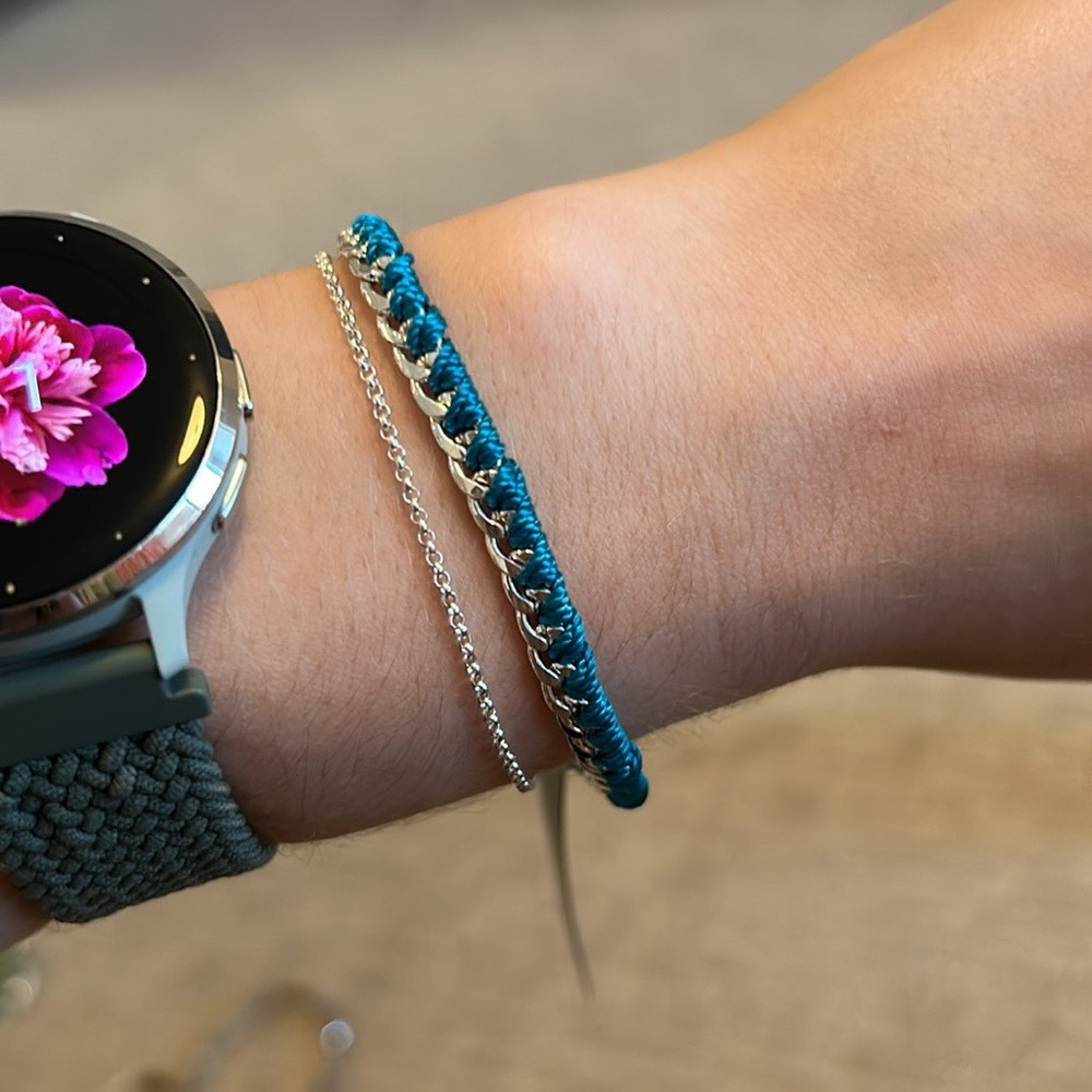 Braided Silver/Turquoise Double Bracelet